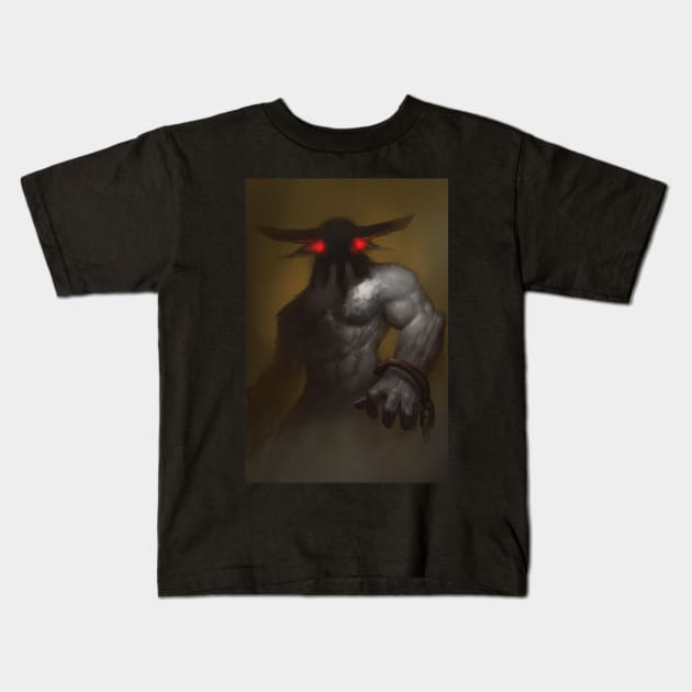 Minotaur Kids T-Shirt by ChurchOfRobot